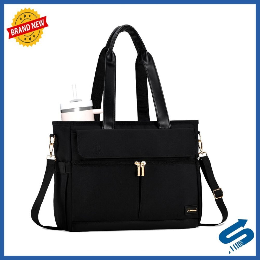 Large Capacity Water Resistant Canvas Tote Bag for Women 15.6 Inch Laptop
